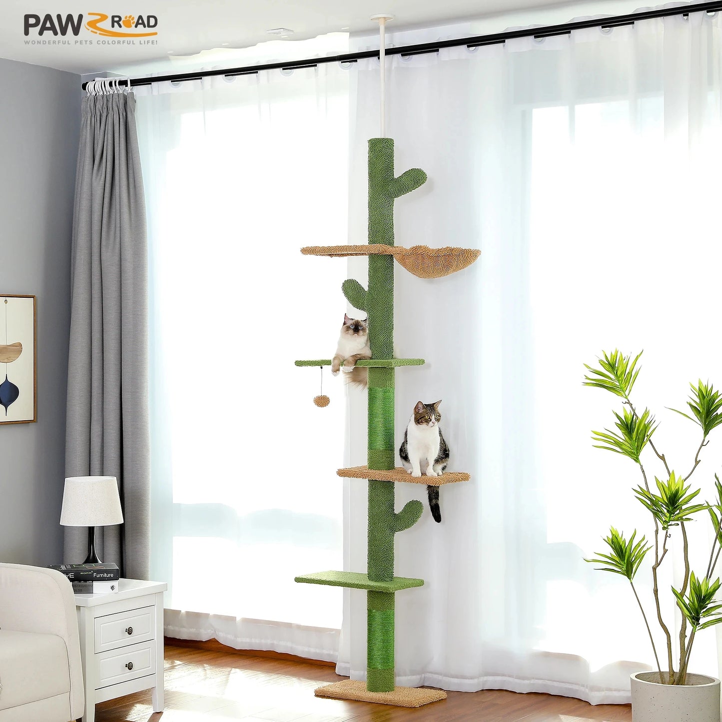 PAWZ Road 5-Tier Cat Tree Cactus Tower With Scratching Post