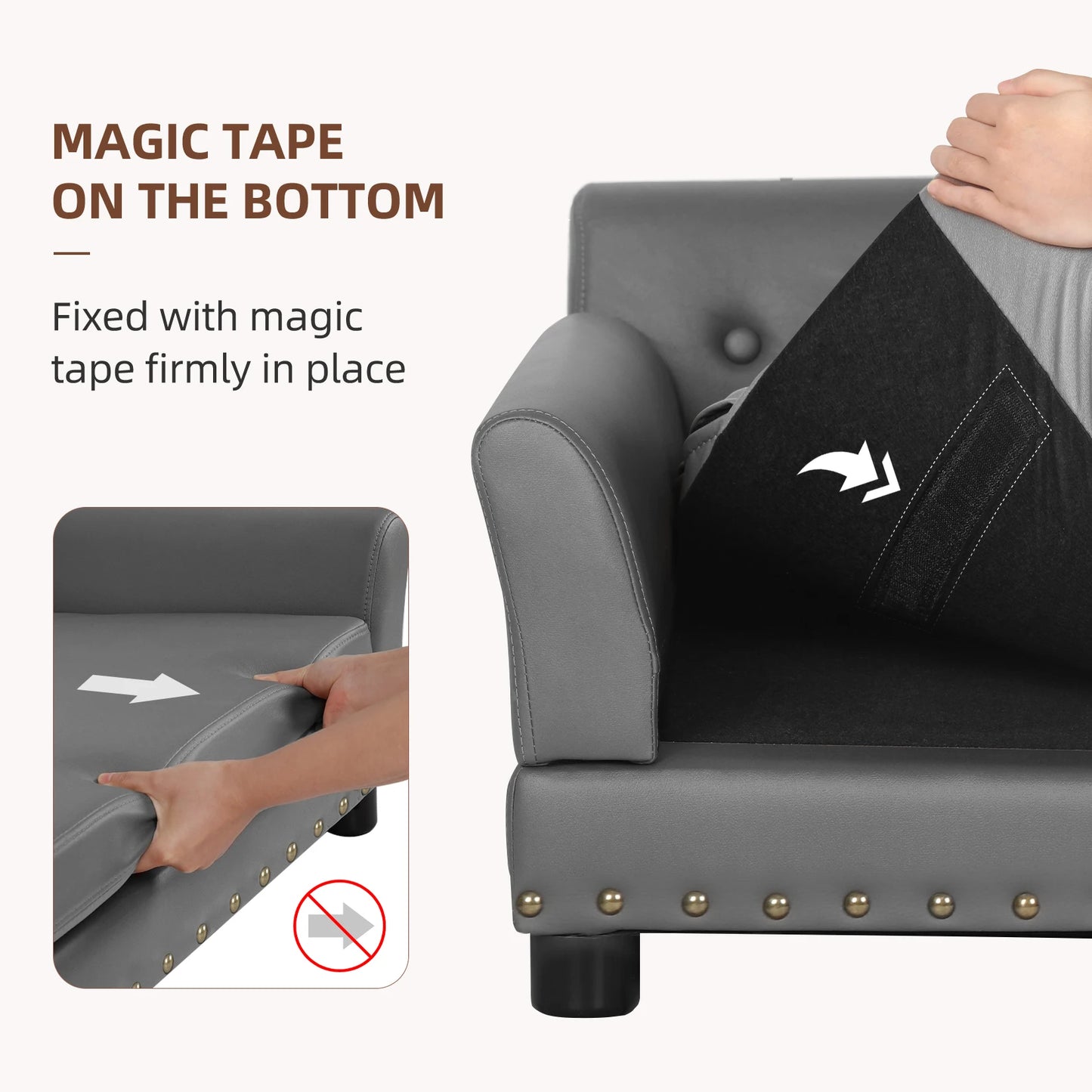 BINGOPAWCN Elevated Microfiber Leather Dog Bed Sofa With Removable Cushion