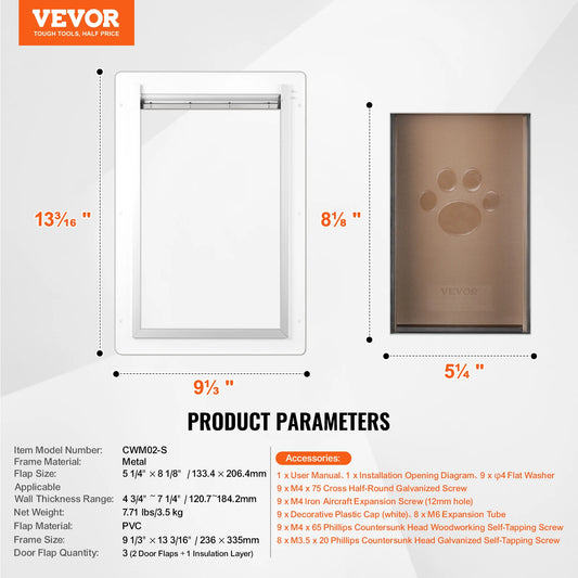 SucceBuy Metal Frame Pet Door With 3 Flap Weatherproof System