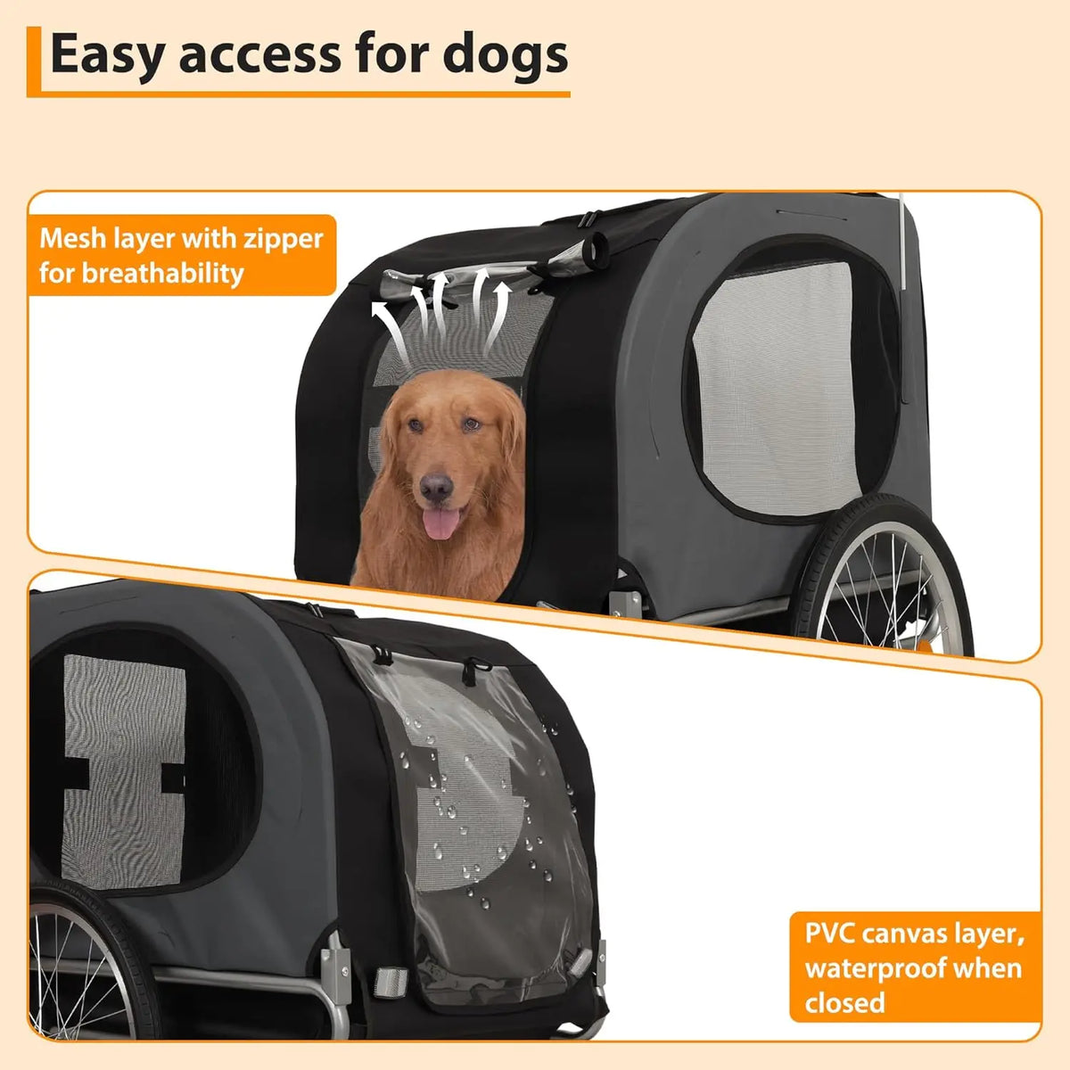 HiMiss Durable Dog Bicycle Trailer Jogging Transport