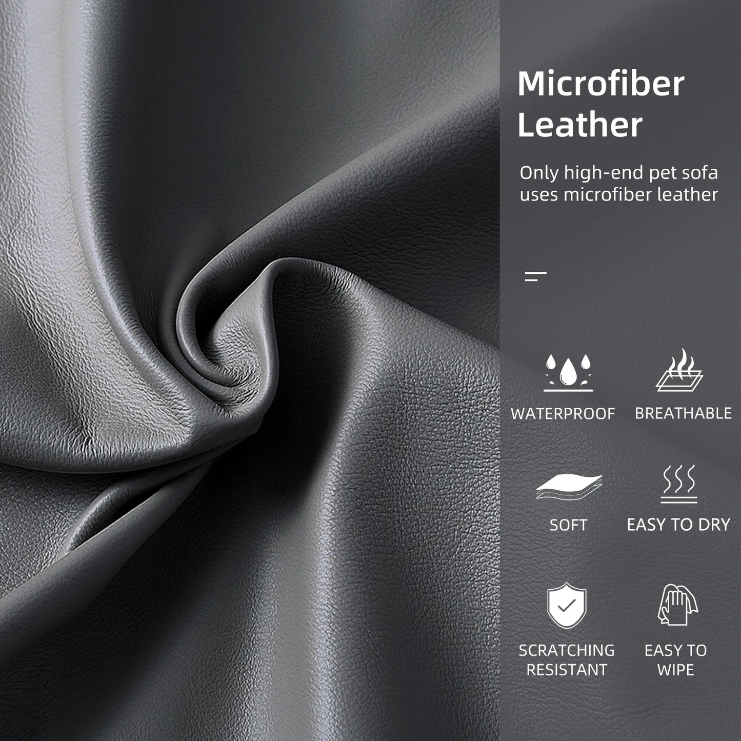 BINGOPAWCN Elevated Microfiber Leather Dog Bed Sofa With Removable Cushion