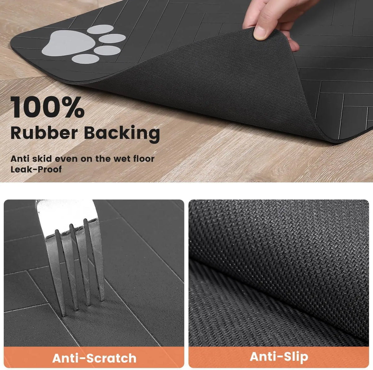 Quick Dry Absorbent Pet Feeding Mat With Waterproof Rubber Backing