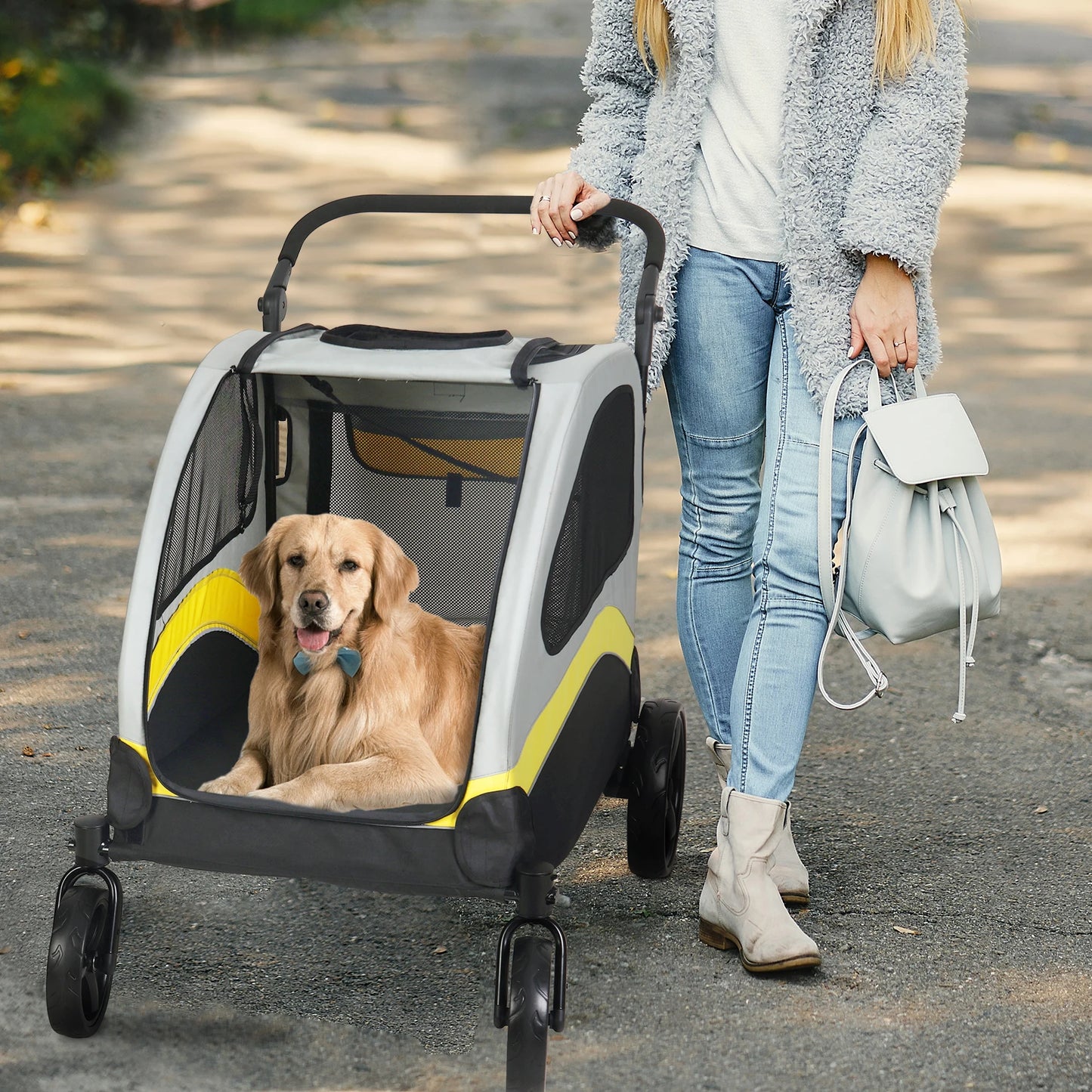 Portable Pet Stroller Four Wheel Foldable Travel Carrier
