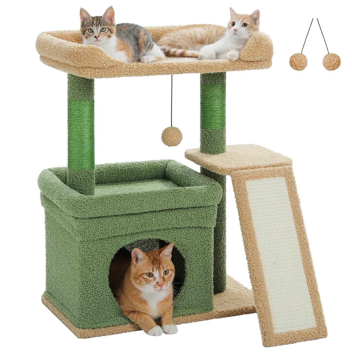 PAWZ Road Small Cat Tree Indoor Tower With Sisal Scratching Post And Top Perch Cat Condo