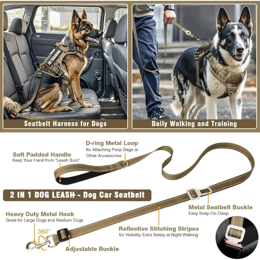 Hign-concerned ReflectivePatches Adjustable Heavy-Duty Dog Harness And Leash Kit Pro