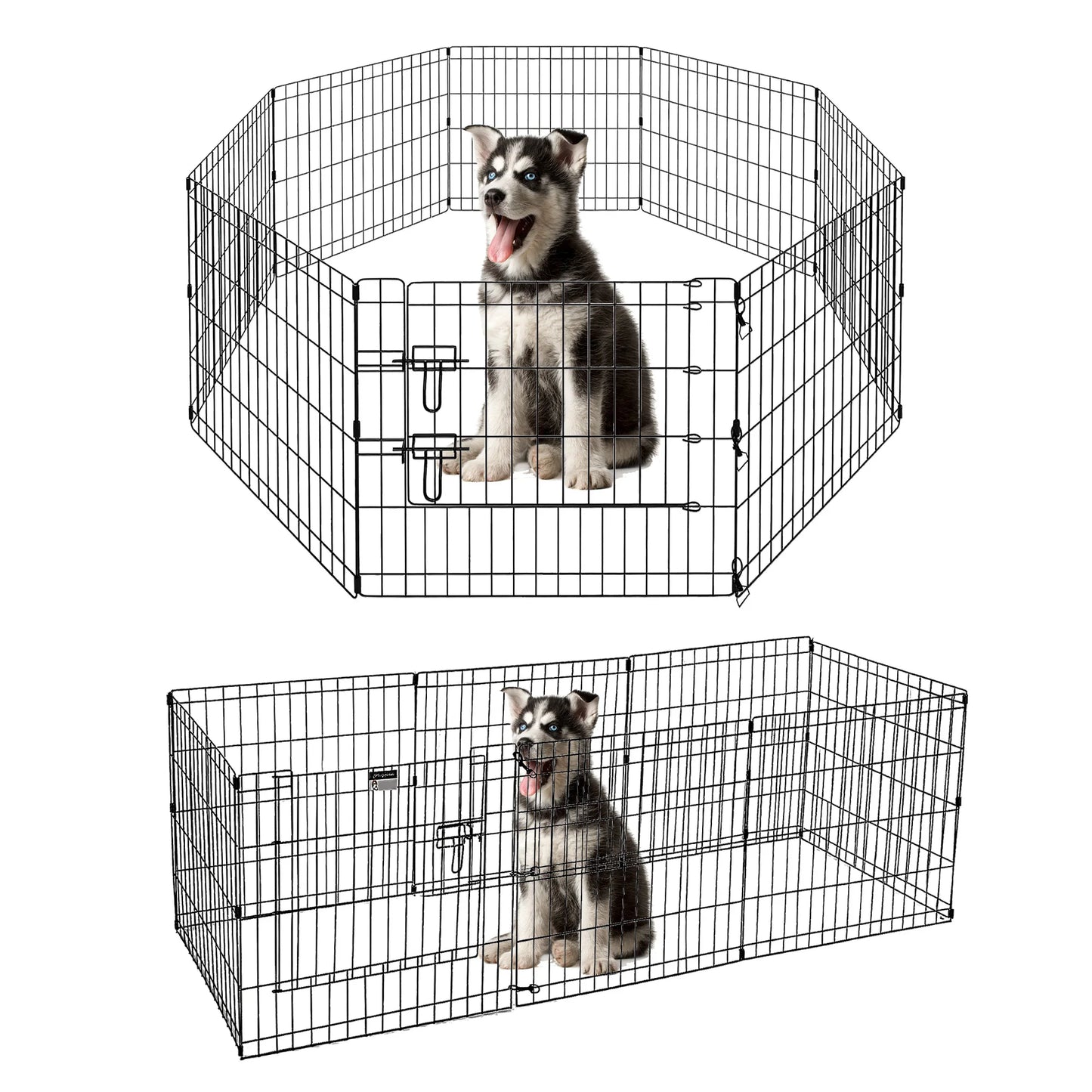 Foldable Metal Dog Playpen Indoor Outdoor Fence with Doors