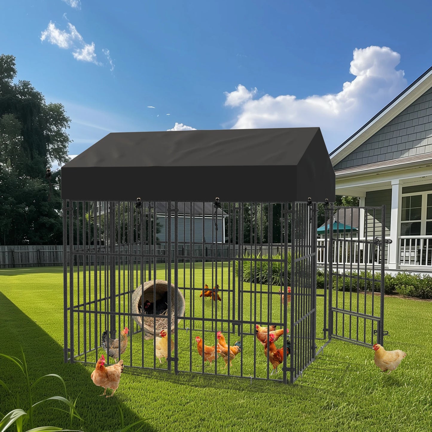 Outdoor Dog Kennel Enclosure With Roof And Cover