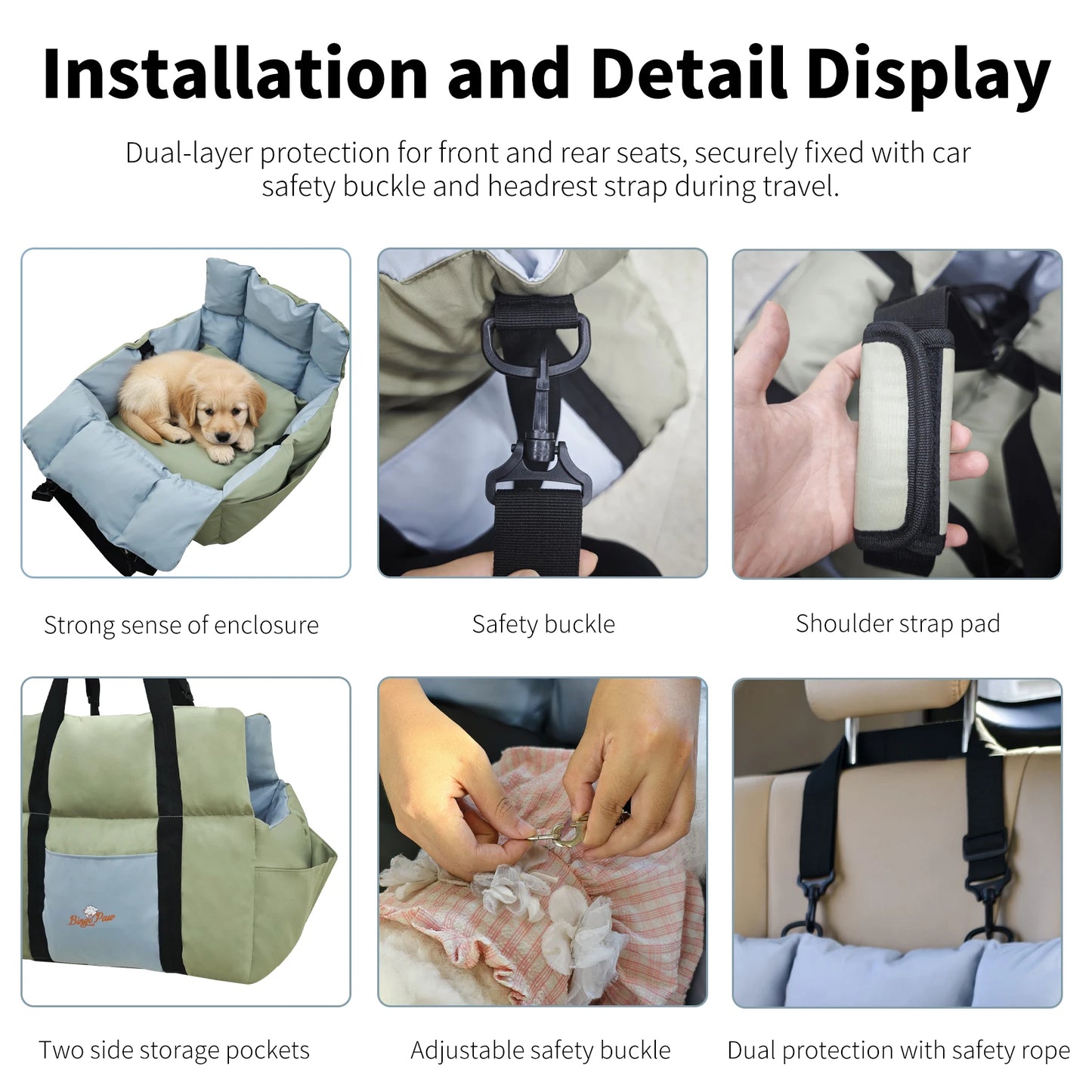 Dog Car Seat Travel Bed and Booster for Small Dogs