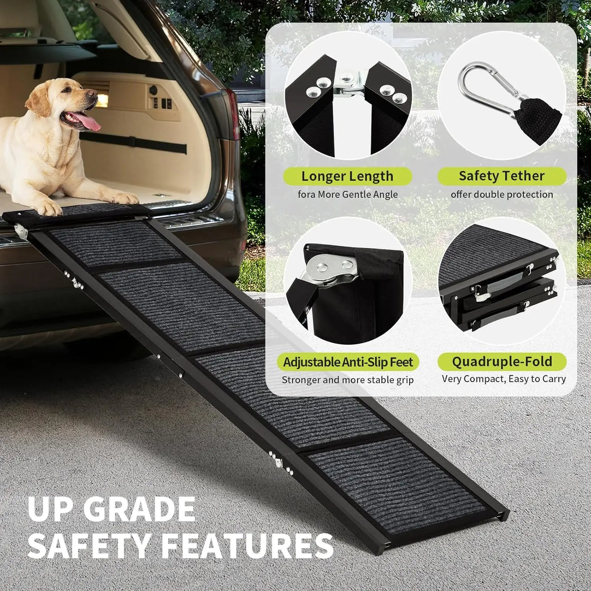 HiMISS Folding Dog Car Ramp With Non Slip Surface