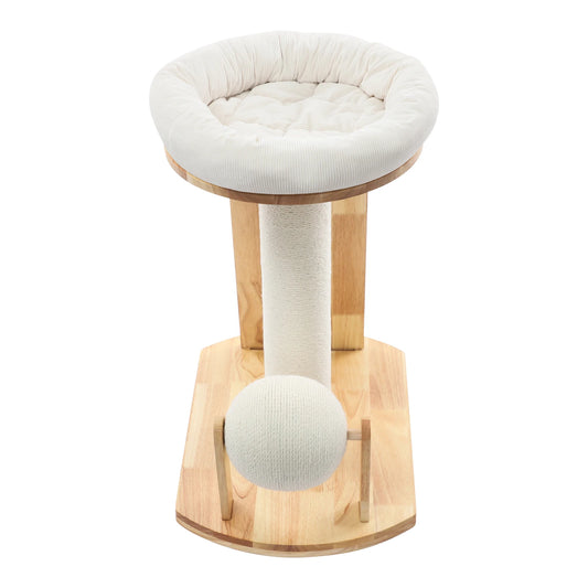 Sichuan Wood Cat Tree With Space Capsule And Scratching Pad