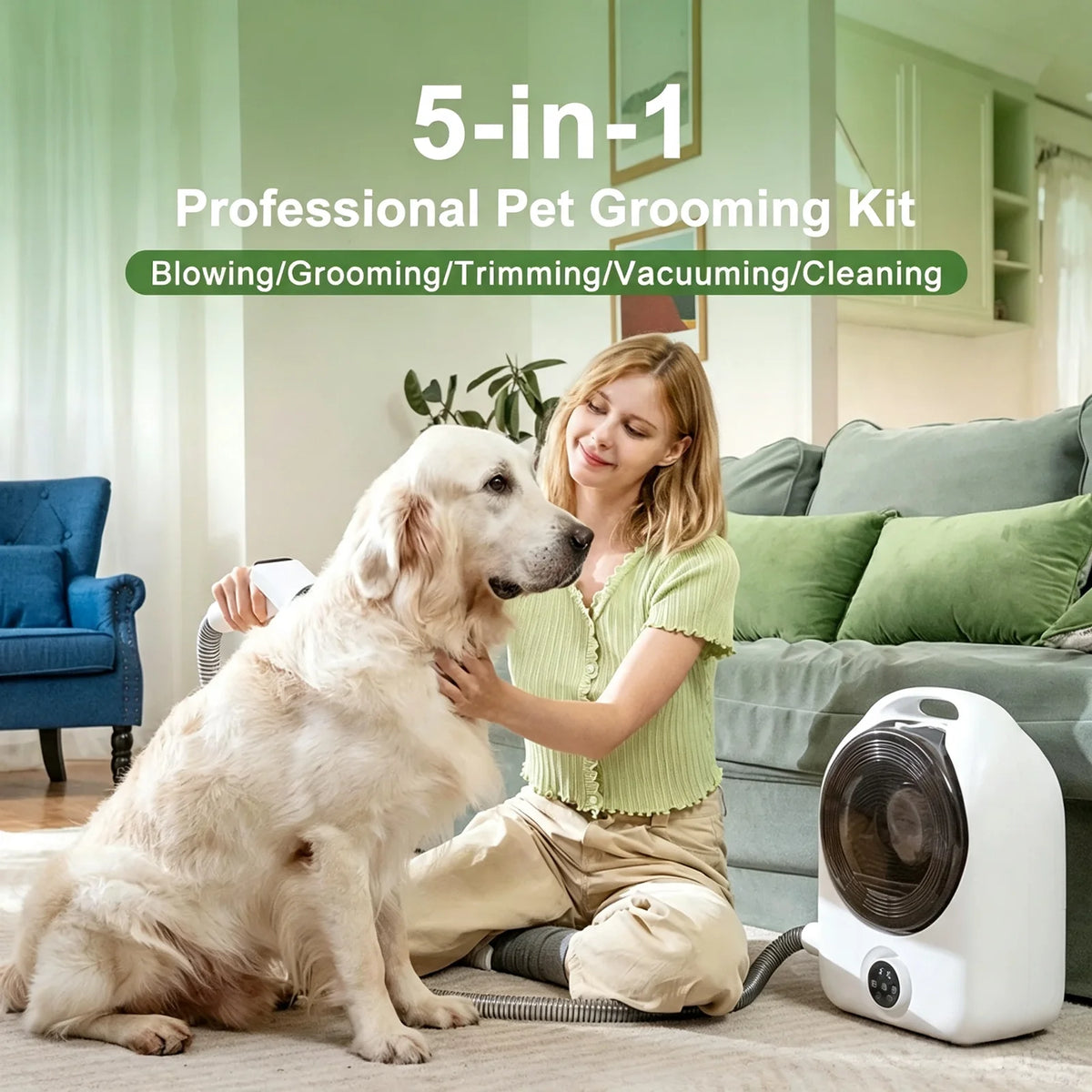 Pet Grooming Kit With Vacuum Clipper Dryer And Hair Trimmer