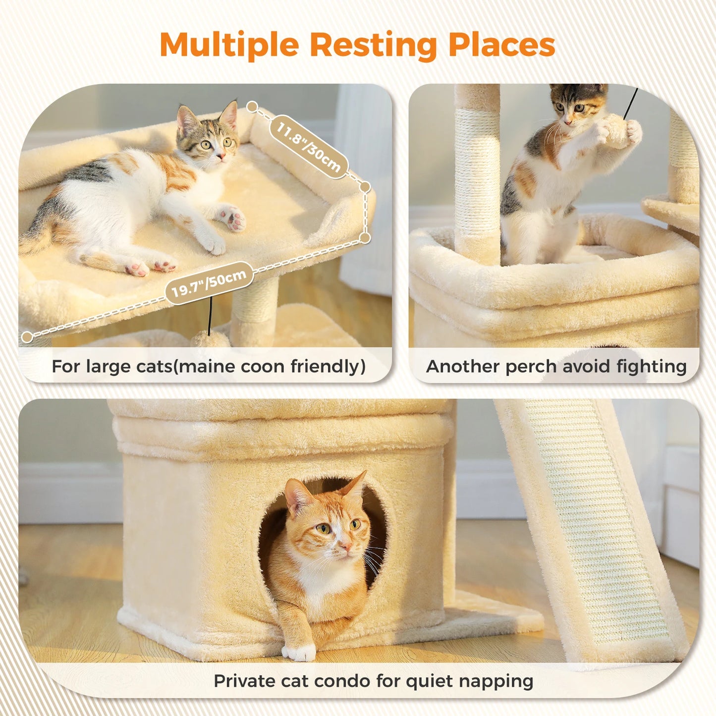 PAWZ Road Small Cat Tree Indoor Tower With Sisal Scratching Post And Top Perch Cat Condo
