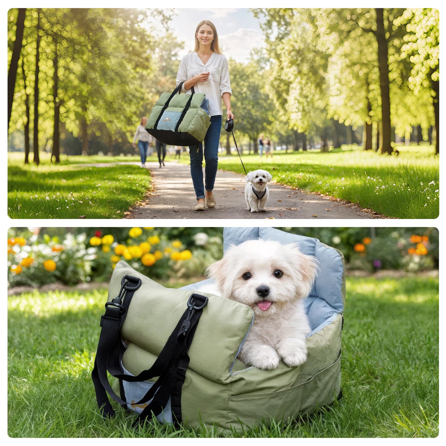 Dog Car Seat Travel Bed and Booster for Small Dogs