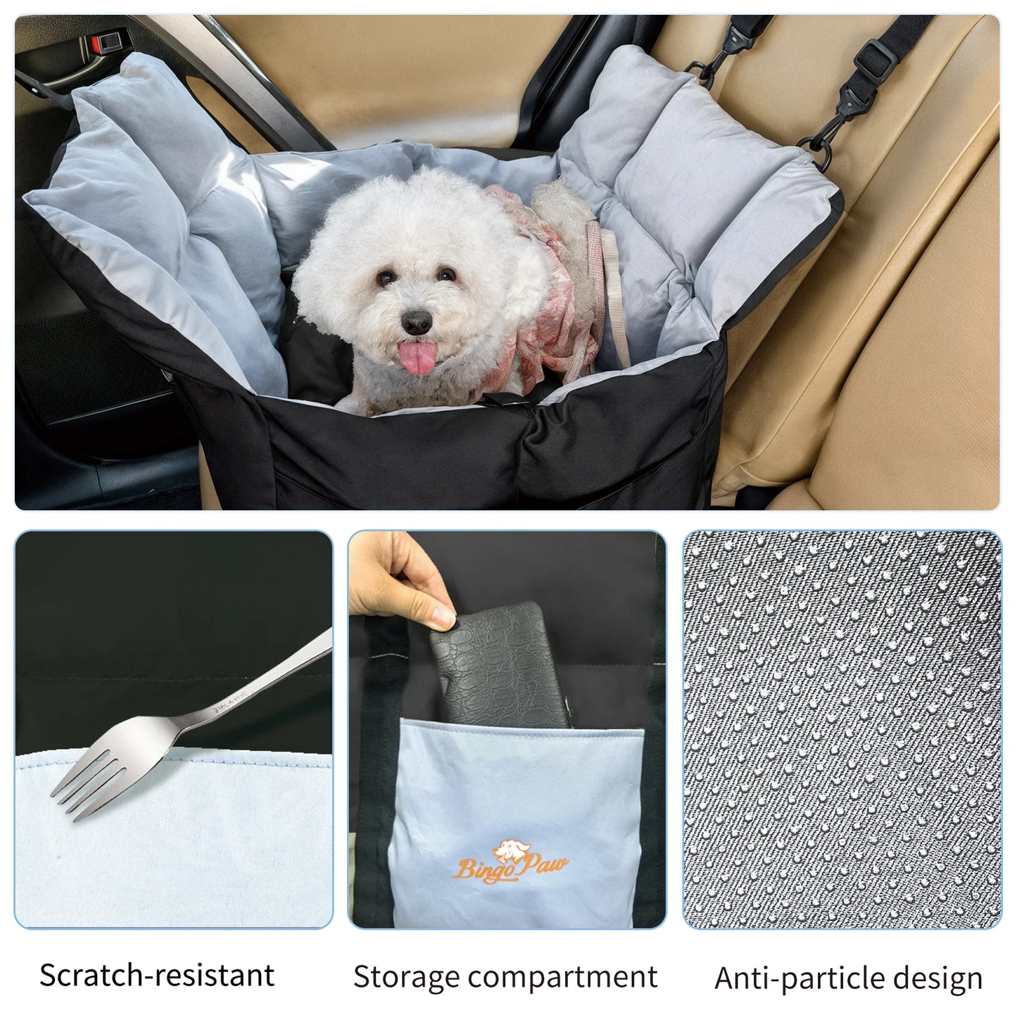 Dog Car Seat Travel Bed and Booster for Small Dogs