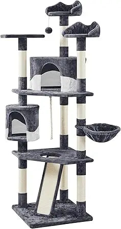 Multi Level Cat Tower With Sisal Posts And Plush Perches