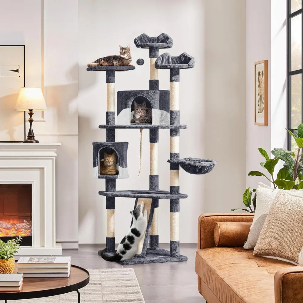 Multi Level Cat Tower With Sisal Posts And Plush Perches