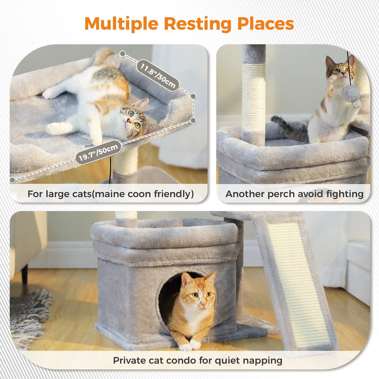 PAWZ Road PremiumPlus Indoor Cat Tree Tower With Durable ScratchingPostAccessorySet