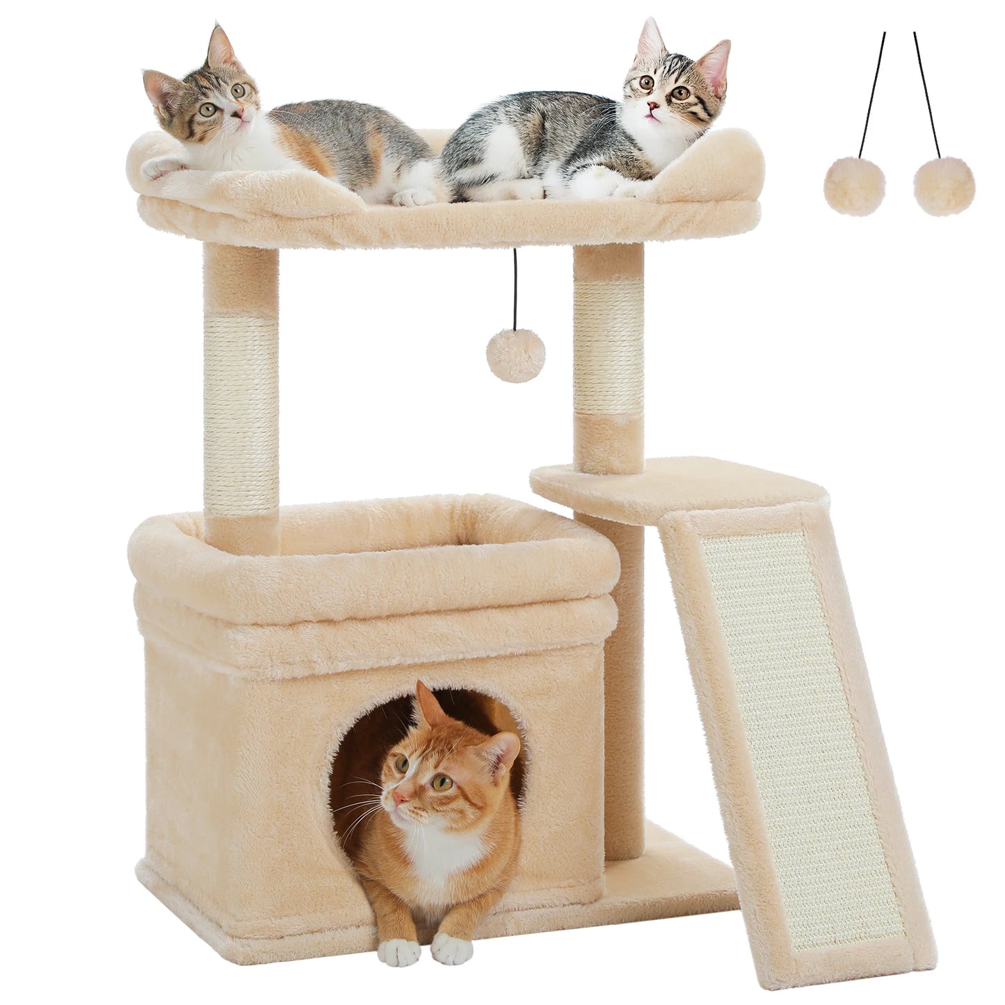 PAWZ Road Small Cat Tree Indoor Tower With Sisal Scratching Post And Top Perch Cat Condo