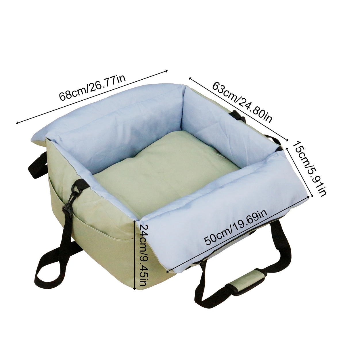 Borwart Portable Dog Car Seat With Safety Belt Washable Cover
