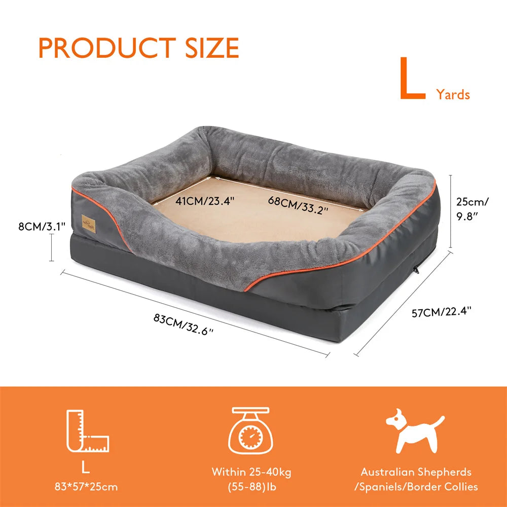 BORWARTC Orthopedic Memory Foam Dog Bed With Removable Cover