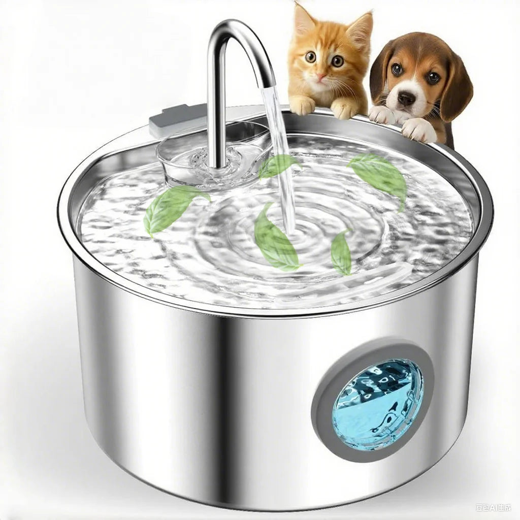 OPETHH Stainless Steel Cat Water Fountain Dispenser For Pets