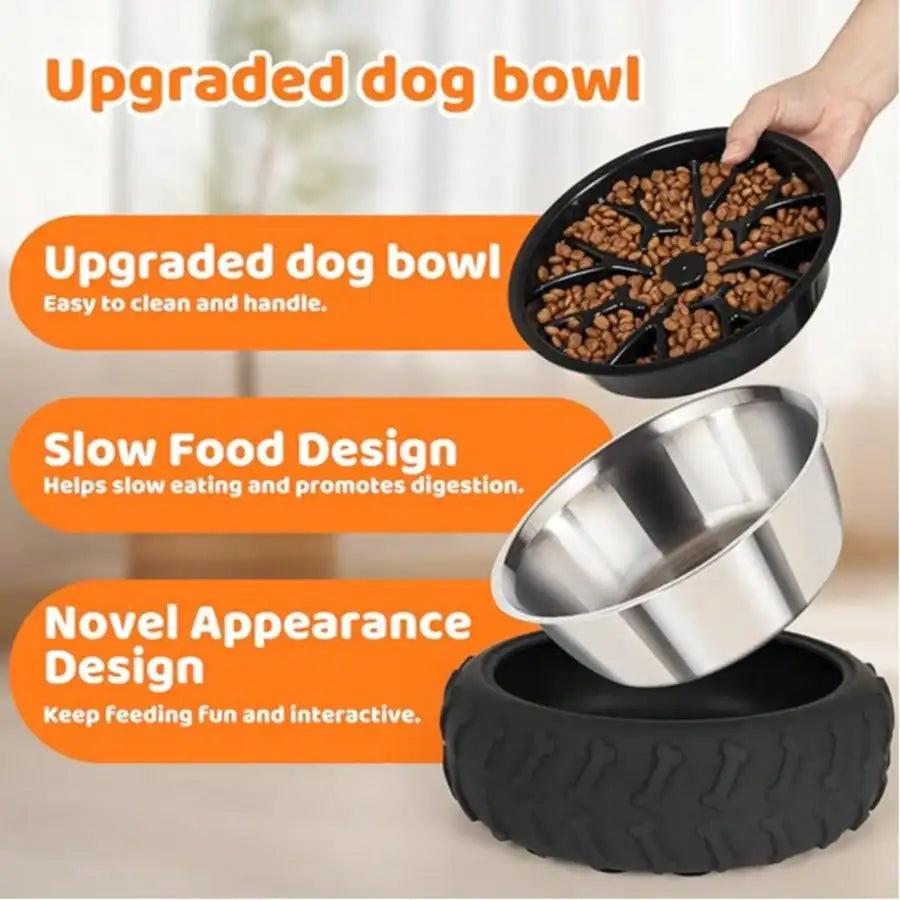 3-In-1 Slow Feed Dog Bowl With Non-Slip Suction