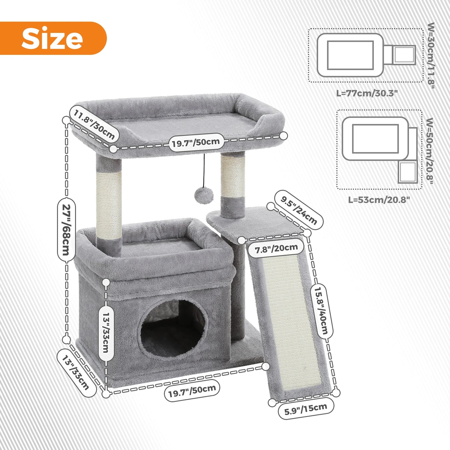 PAWZ Road Small Cat Tree Indoor Tower With Sisal Scratching Post And Top Perch Cat Condo