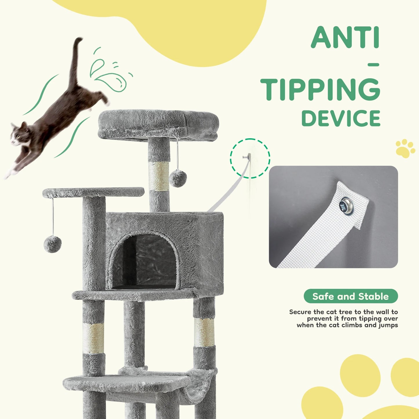 JHK Cat Tree Tower Indoor Multi-Cat Play Scratching