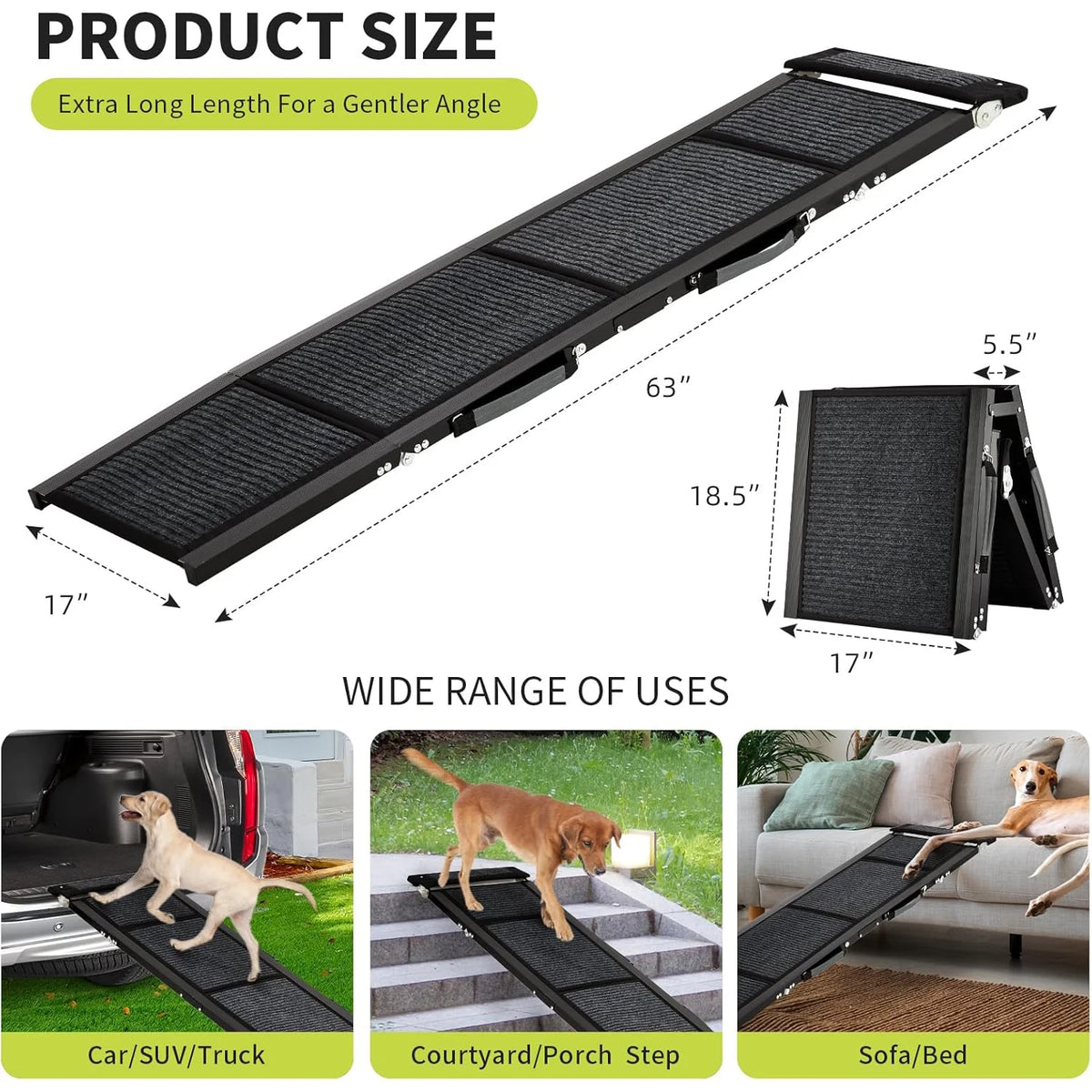 HiMISS Folding Dog Car Ramp With Non Slip Surface