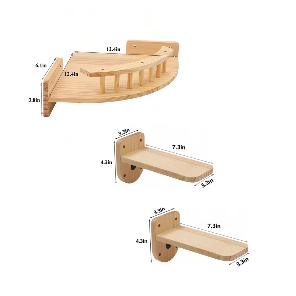 CWV Wall Mounted Cat Climbing Shelf With Corner Hammock