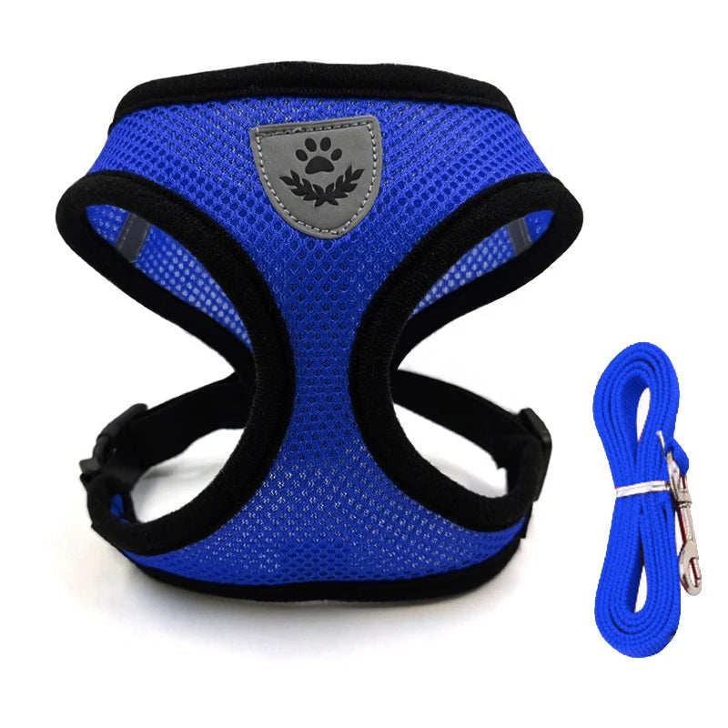 Adjustable Reflective Cat And Dog Harness Leash Set