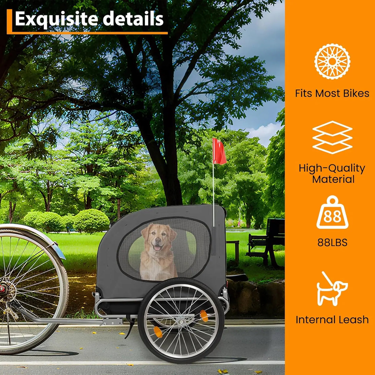 HiMiss Durable Dog Bicycle Trailer Jogging Transport