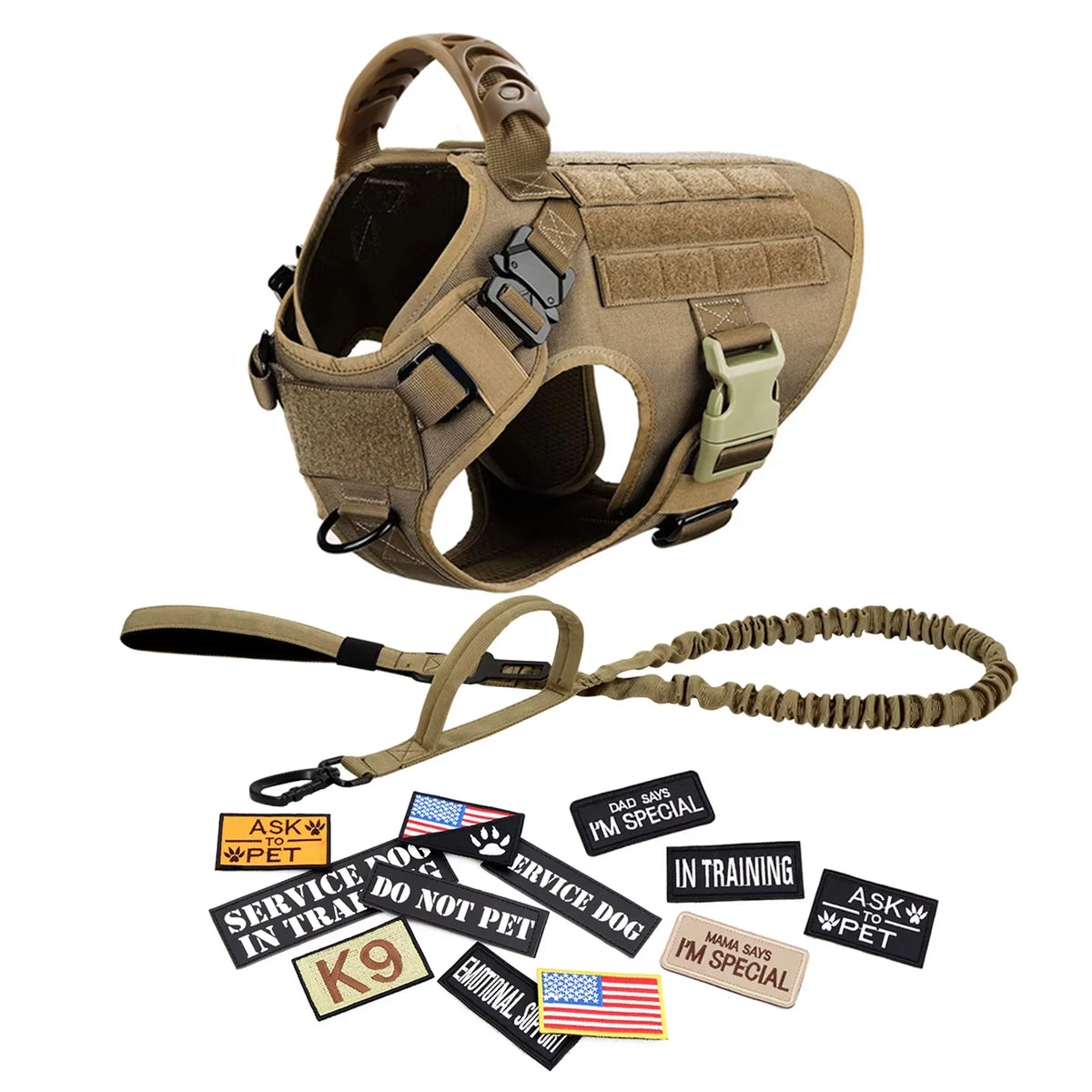 PETRAVEL Tactical Dog Harness Vest With Training Leash Set