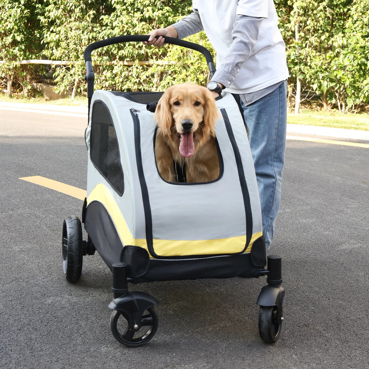 Portable Pet Stroller Four Wheel Foldable Travel Carrier