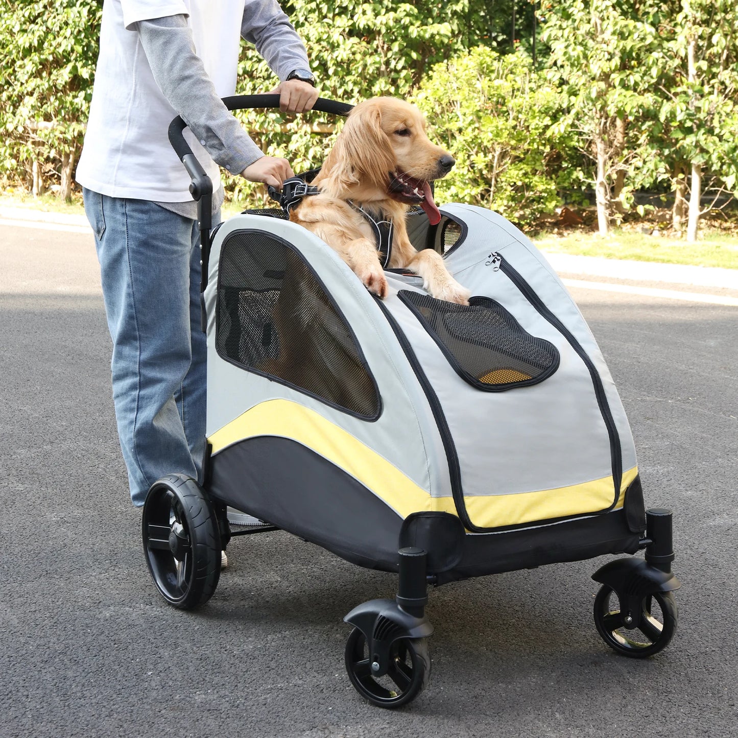 Portable Pet Stroller Four Wheel Foldable Travel Carrier
