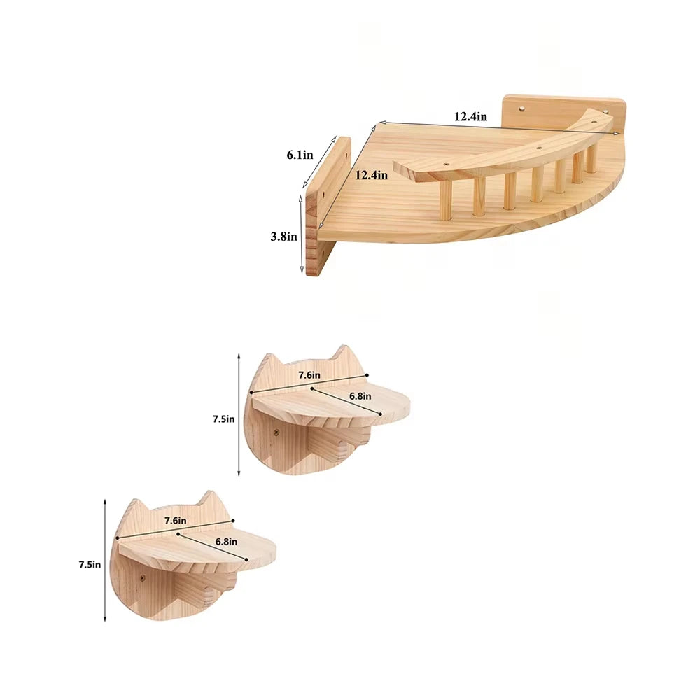 CWV Wall Mounted Cat Climbing Shelf With Corner Hammock