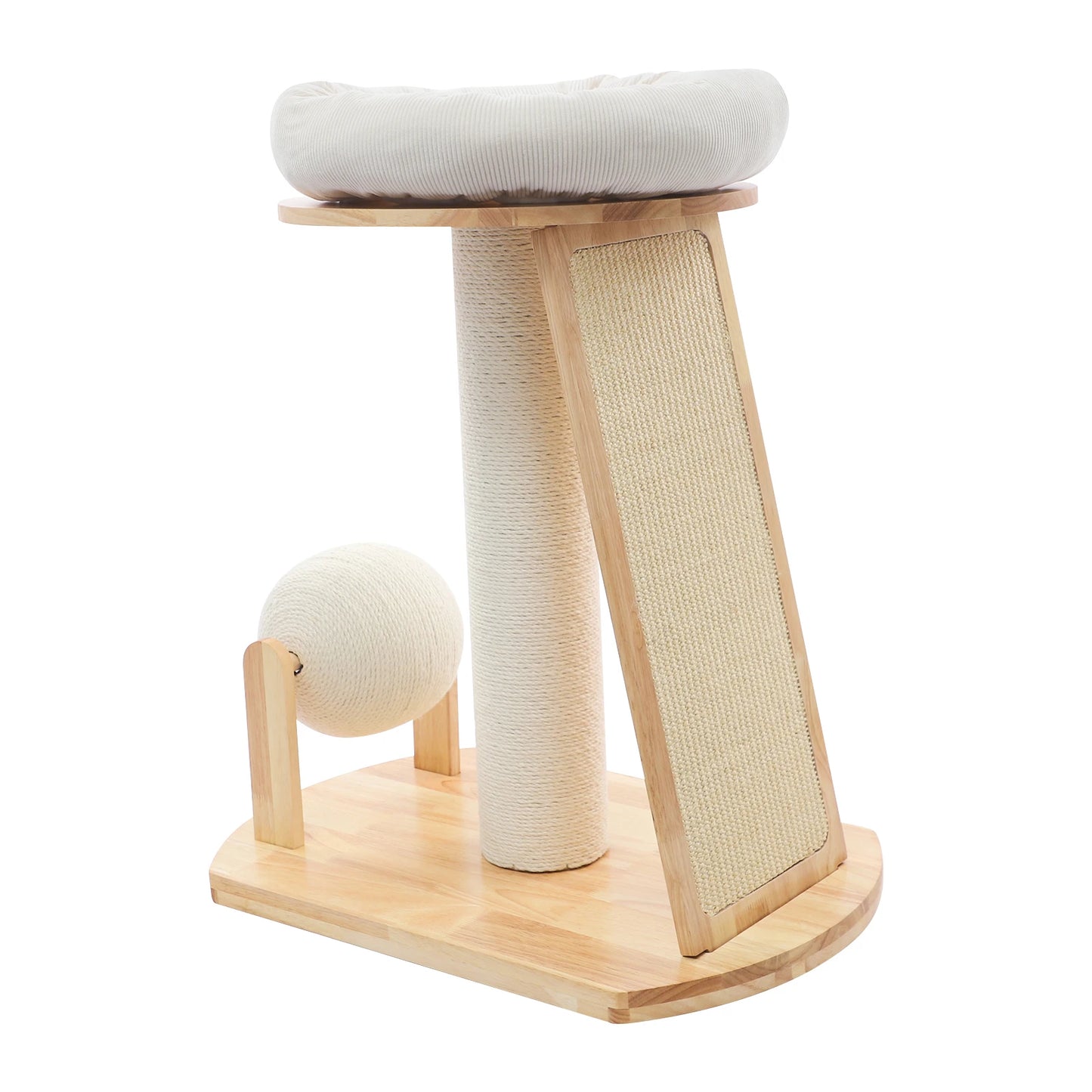 Sichuan Wood Cat Tree With Space Capsule And Scratching Pad