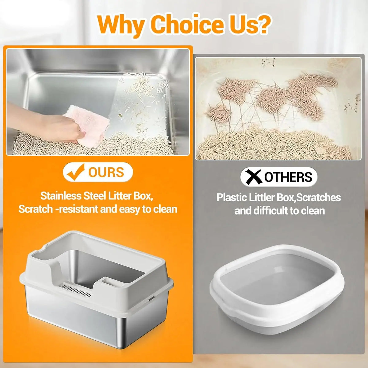 HiMISS Premium Stainless Steel Enclosed Cat Litter Box