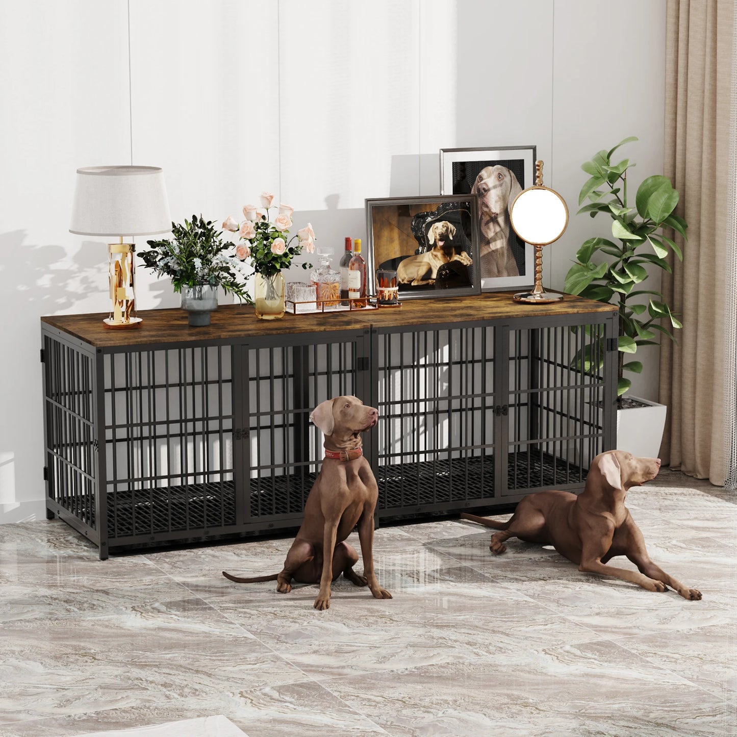 BINGOPAW Dog Crate Furniture End Table Kennel With Removable Tray