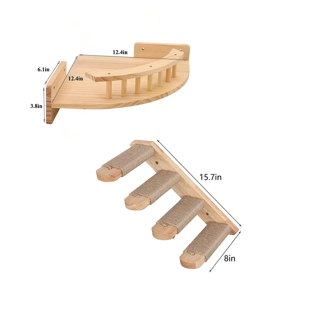 CWV Wall Mounted Cat Climbing Shelf With Corner Hammock