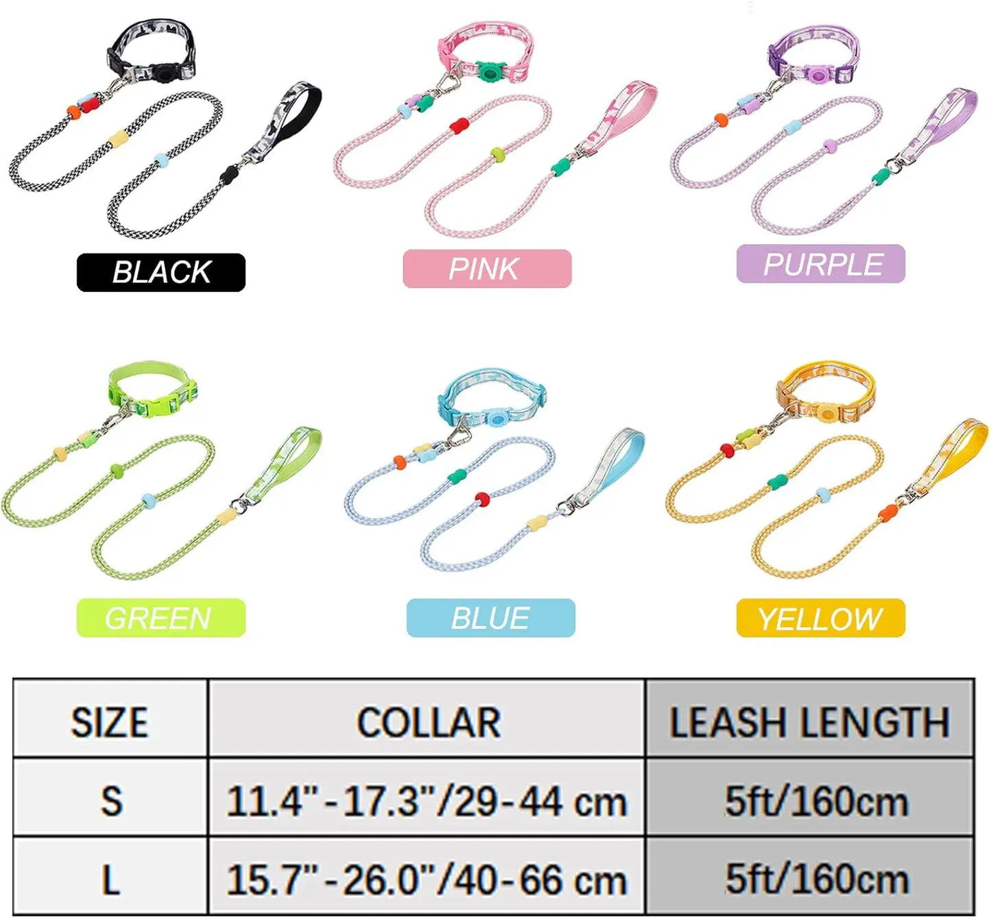 XMSJ AirTag Leash and Collar Set With Holder Clip