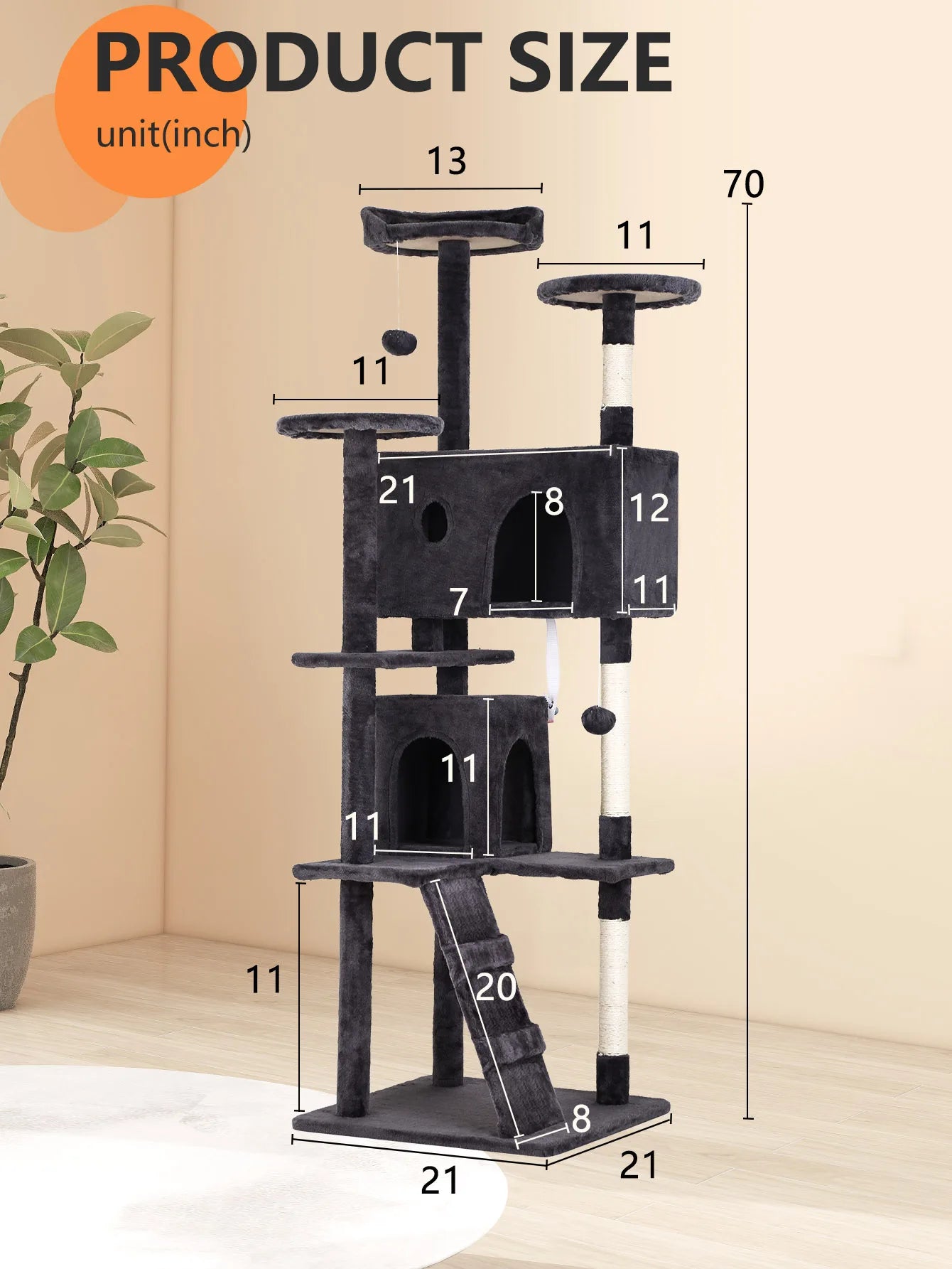 PremiumQuality Plus Multilevel Cat Tree Tower With DurableSisal Posts SleepingPad