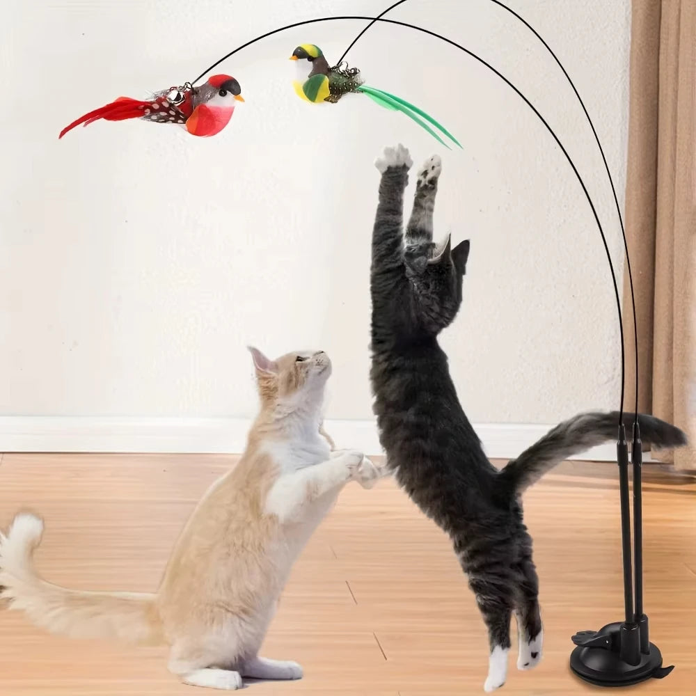 Interactive Cat Wand Toy With Non Slip Suction Base