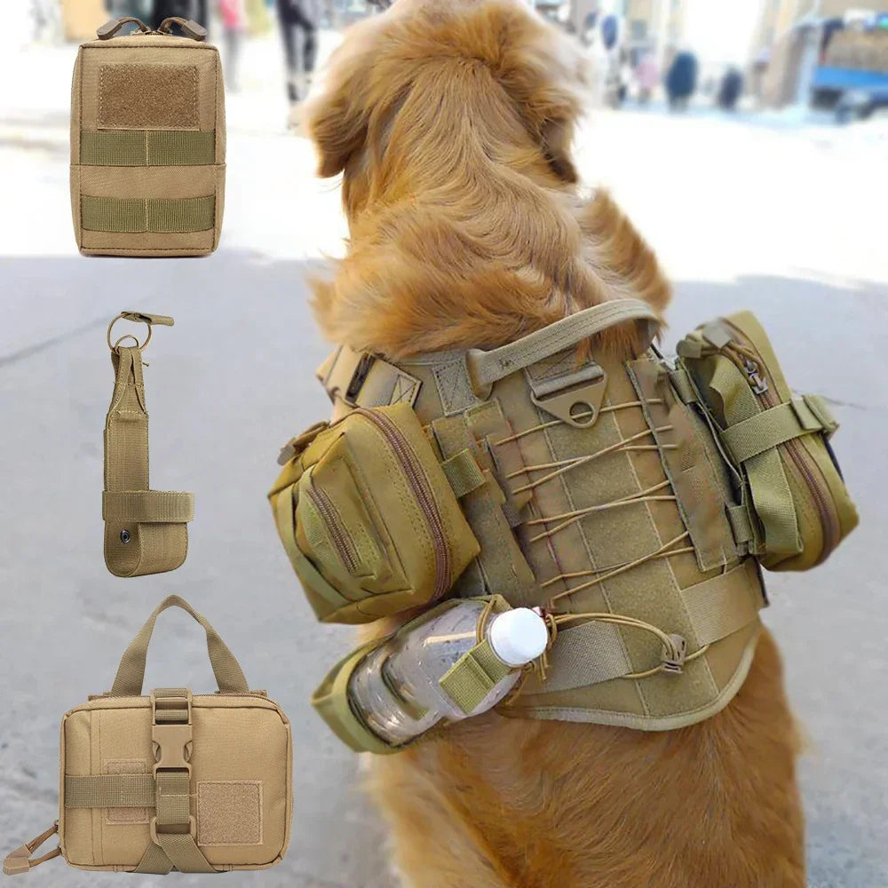 PETRAVELCN Dog Tactical Pouch Kit For Harness Vest 2 Pouches