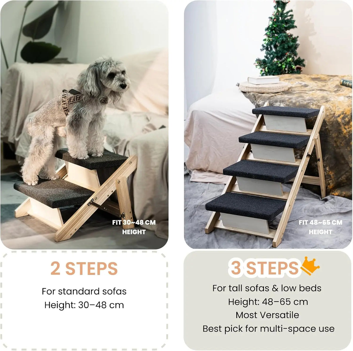 Foldable Wood Pet Stairs And Ramp For Daily Home Use