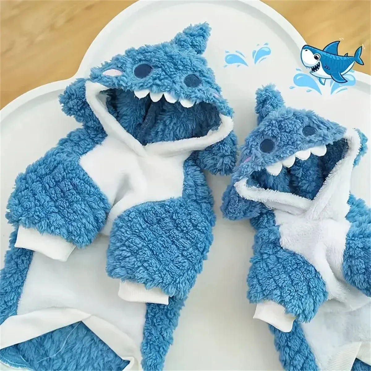 Cozy Shark Pet Hoodie Fleece Sweater For Dogs And Cats