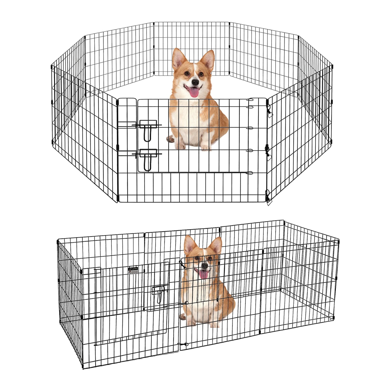 Foldable Metal Dog Playpen Indoor Outdoor Fence with Doors