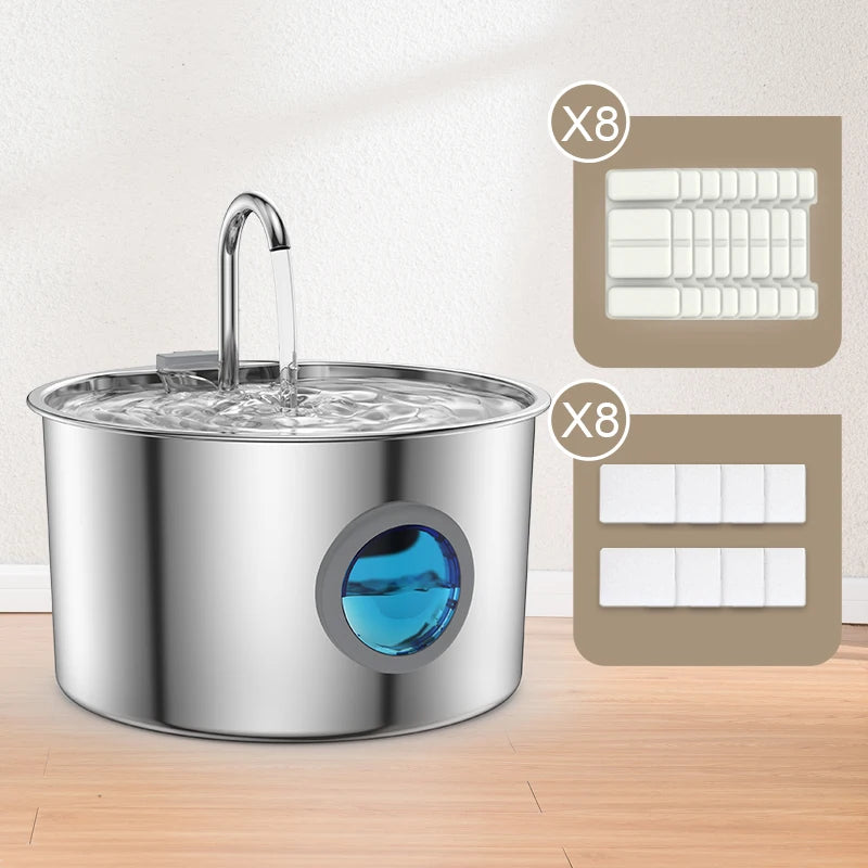 OPETH Stainless Steel Automatic Cat Water Fountain With Filters