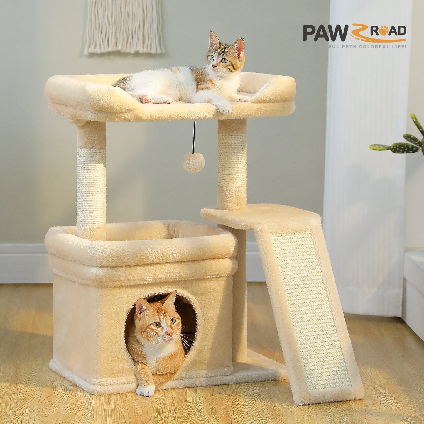 PAWZ Road PremiumPlus Indoor Cat Tree Tower With Durable ScratchingPostAccessorySet