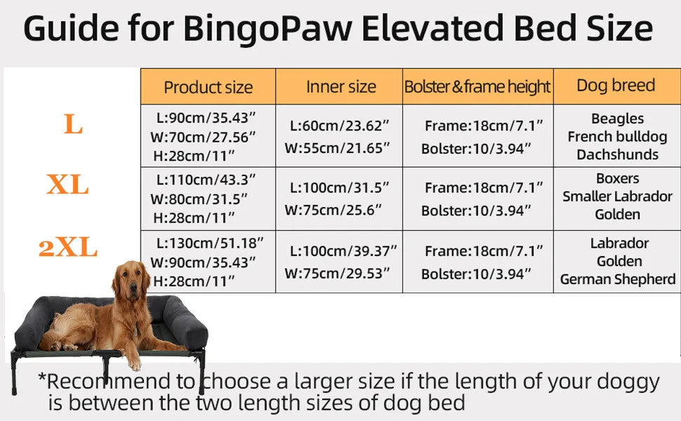 Borwartcn Outdoor Raised Dog Bed With Cooling Breathable Mat